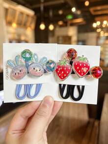 1/5 Multi-Color Korean Style Colorful Crown Cartoon Girl Hair Accessories Flat Hair Ties Cute Ponytail Faceted Bead Hair Rings Head Ornaments For Daily Use - Multicolor - View 5