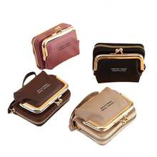 Women's PU Leather Coin Purse With Metal Clasp, Mini Wristlet Wallet, Card Slots And Secure Zipper Pocket, Lightweight Handbag For Coins, Cash And Cards, Suitable For Daily Errands, Shopping And Weekend Trips - Multicolor - View 9