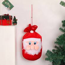 1pc Gold Velvet Santa Claus Mask Backpack With Straps, High-End Drawstring Gift Bag Large Capacity Christmas Present Pouch, Creative Holiday Party Gift Storage Bag, Christmas Gift Packaging & Decoration Supplies - Multicolor - View 8