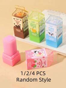 1/2/4/12pcs Milk Erasers, Cartoon Mini Banana Chocolate Milk Carton Shaped, Children's Erasers, PVC Material, Suitable For Pencil Cleaning, Back To School, Student Graduation, Office Supplies, Random Style. - Multicolor - View 11