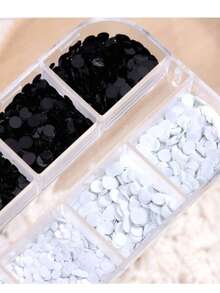 Mixed Size 3D Black & White Mini Polka Dot Nail Art Decor Small Round Glitter Sequins Handmade Decoration - Multicolor - View 3