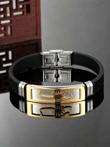 1pc Halloween Punk Scorpion Bracelet Stainless Steel Black Silicone Wristband Cosplay Party Accessories - Scorpion - View 3