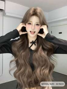 alicegarden 32-Inch Forehead Lace Front Wig A Natural Wavy Style In A A Stunning Maroon. Middle Part Design , This False Hairpiece Is Perfect For Ms Daily Party Cosplay Use, Offering A Natural And Natural Durable Wig Gift For Ladies. - Maroon - View 2