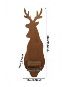 1pc/1set Christmas Deer Wall Candlestick Retro Dark Brown Wall Mounted Storage Rack Party Background Decoration Candlestick Holiday Hanging Storage Rack Home Decoration Suitable For Bedroom Entrances Living Room Fireplace Wall Gifts - Multicolor B - View 13