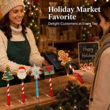 2/1pc Christmas Themed Tap-To-Pay Wand,Built-In Card Holder&Candy Cane Grip Contactless POS Payment Stick,Santa Claus & Christmas Tree Multiple Styles,Fun Holiday Checkout Experience,Multi-Use Photo Prop&Counter Decor,Ideal Christmas Holiday Gift - Multiple Styles - View 10