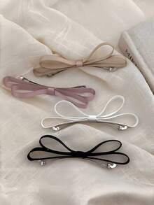 4pcs/Set Women's Minimalist Satin Hair Clips, Crocodile Hair Accessories, Fashion Women's Hair Accessory Set - Multicolor - View 3