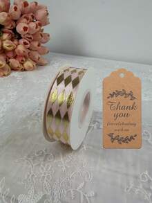 1 Roll 25 Yards Gold Foil Diamond Satin Ribbon, Suitable For DIY Crafts, Gift Wrapping And Holiday Decoration, Suitable For Halloween, Christmas, Graduation Season, Cake Box Packaging, Floral Decoration Bows, Wedding DIY Decoration - Multicolor - View 11
