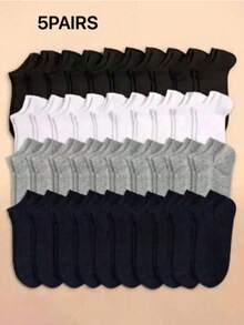 20/15/10/5/1 Pair Men's Minimalist Solid Color Low-Cut Socks, Moisture-Wicking & Breathable, Invisible Socks, Suitable For All Seasons - Multicolor - View 25