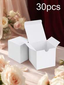 1/5/10/30pcs | 4x4x4 Inch Gift Box, Small Gift Box; Black/White/Kraft Color With Lid Kraft Paper Box, Suitable For Party Favors, Decor Storage, Bridesmaid Invitation Gift Box, Scented Candle Packaging Box; Fits Halloween Decoration, Birthday Setup, Wedding, Party Decoration, Autumn Theme Gift Packaging And More - White - View 11