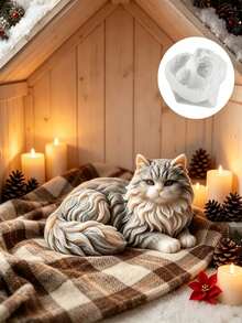 Realistic Ragdoll Cat Mold Suitable For DIY Resin Crafts, Plaster & WaxLying Long-Haired Kitten Shape With Detailed Body For Candle Making,Epoxy Resin Desktop Ornament, Handmade Molds For Hobbyists - Cat Mold - View 4