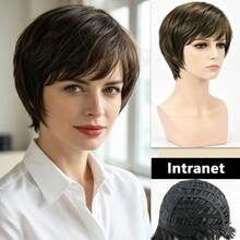 Short Pixie Bob Wigs For Women, Glueless No‑Lace Synthetic Short Wig With Bangs, Heat‑Resistant Straight Layered Elf Short Hair Wig, Adjustable Cap Realistic Daily Wear Wig For Halloween Cosplay Party - Multicolor - View 11