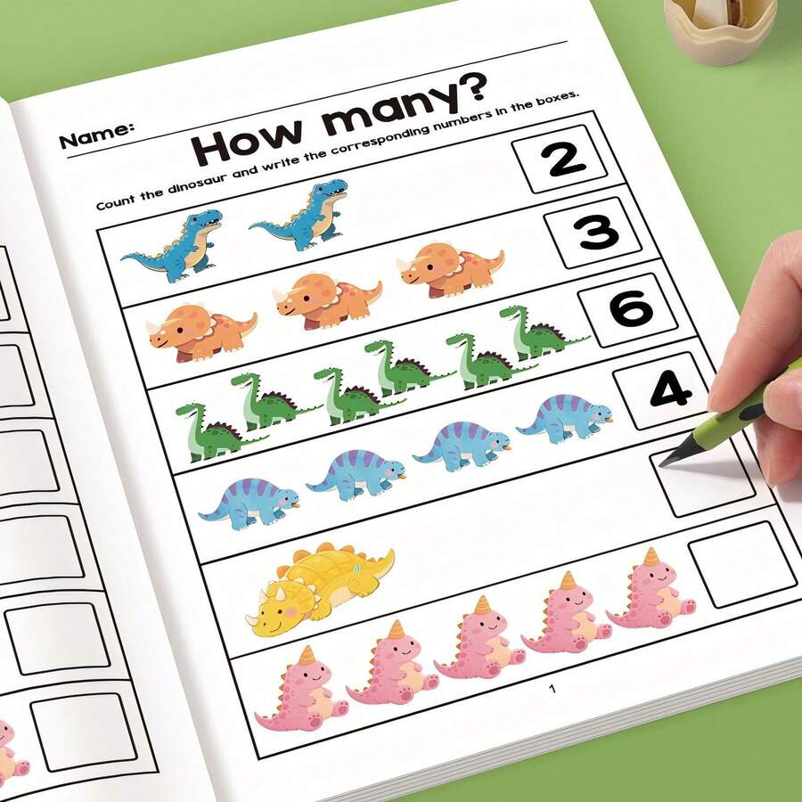 64-Page Math Workbook, Includes Animal Counting, 1-12 Number Tracing And Addition/Subtraction Practice, Colorful Pages, Suitable For 3-6 Years Old, Early Education Gift