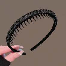 1/3pcs Fabric Wrapped Serrated Headband, Anti‑Slip Teeth Hair Hoop, Solid Color Non‑Slip Headband For Women Daily Makeup Washing Face Hair Accessory - Multicolor - View 7