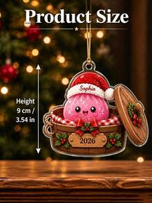 1pc Personalized Dumpling Family Ornament, Custom Name Glittter Dumpling Ornament, Squishy Ornament, Squishy Lover Gift, Steamed Bun Ornament,Winter Holiday Decor,Christmas Tree Decor,Christmas Gift - Multicolor - View 9
