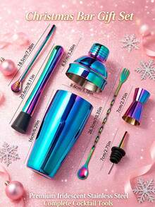 6pcs/750ml Colorful Cocktail Stainless Steel Barware Set, Luxury Gradient Style, Christmas Party Home Bar, High-End Gift, Mug, Cocktail Cup, Ice Breaker - View 10