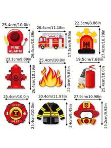 Firefighter Birthday Door Banner, Fire Truck Theme Paper Decor For Party Home Wall - Multicolor - View 2