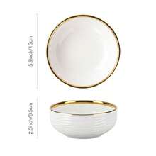YOLIFE 2/3/4/5/6pcs 4.5in Ceramic Bowl Set, Elegant Luxury Gold Rim Design, Kitchen Accessories, Pasta Bowl, Rice Bowl, Breakfast Bowl, Suitable For Serving Hot Noodles, Rice, Great For Home, Restaurant, Party Use, Ideal Mother's Day Gift - Multicolor - View 16
