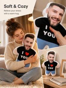 客製化「I Love You」愛心造型抱枕，可上傳個人照片製作專屬臉型靠墊，DIY個性化照片抱枕，情人節驚喜禮物，送給男友或女友的禮物，節日裝飾，情人節禮物，婚禮、生日禮物，女性禮物，週年紀念禮物，萬聖節禮物，聖誕節禮物，感恩節禮物，毛絨娃娃 - 彩色 - 查看 5