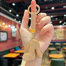 Hasbro New Creative Rhinestone Women's High Heel Shoes Keychain Charm, Exquisite Boutique Girls Bag Pendant Accessory - One Size - View 3