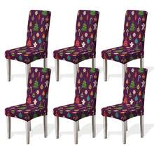1/2/4/6pcs Christmas Print Chair Covers, Cartoon Holiday Atmosphere Decorative Dust-Proof Elastic Full-Coverage Chair Covers - Multicolor - View 18