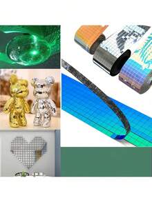 1 Roll Colorful Self-Adhesive Mosaic Tile Sticker, Suitable For Disco Theme Decoration, Decorative Stickers, Cards, Crafts And Art Collage, Reflective Mirror Ball Mirror Surface Sticker Decoration, 3D Wall Sticker - Multicolor - View 4