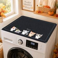 Cute Cartoon Kitten Print Washing Machine Top Cover Mat, Non‑Slip Waterproof Dust‑Proof Dryer Protector Pad For Laundry Room - Cute Kitten - View 2