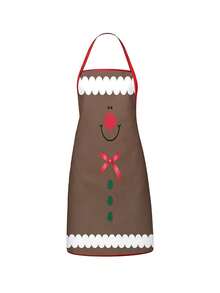 2Pcs Christmas Couple Apron Set, Santa Claus Suit & Cute Gingerbread Man Bow Printed Adjustable Bib Apron, Holiday Kitchen Cooking Baking Apron For Family Party Xmas Gift - Multicolor - View 5