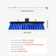 Water Fed Pole Kit, 11m Solar Panel Cleaning Pole With Extendable Handle, 180° Rotatable Brush Head & 20m Hose, Household & Outdoor Window Cleaner Tool For Caravan Solar Panel Deck - 11m - View 7