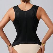 1pc Multi-Size Waist Shaping Belt With Adjustable Shoulder Strap Buckle Design, Breathable Elastic Fabric, Firming Waist Trainer For Daily Casual Wear - Black - View 3