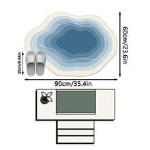 1PC Cream, Light Blue, Dark Blue Multi-Layer Wave Pattern Modern Minimalist Art Rug, Fresh Minimalist Style Faux Cashmere Asymmetrical Wave Asymmetrical Concentric Gradient Blue & White Ripples With Fine Edge Detail, Machine Washable Area Rug, Suitable For Living Room, Bedroom, Balcony, All Seasons, Aesthetic Home Decor - Multicolor - View 14