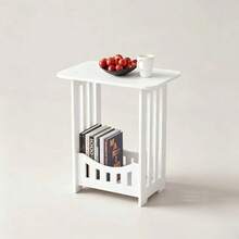 Modern Minimalist Multifunctional Mini Square Bedside Table, Space-Saving Design, Practical Storage Rack, Works Great As Nightstand Or Small Side Table For Bedroom And Living Room - White - View 10