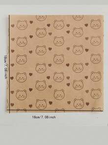 100/50/1pc Baking Paper, Printed With Cute Bear Pattern, Suitable For Air Fryer, Kitchen Use - Multicolor - View 3