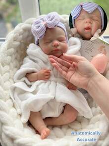 18 Inch Open Mouth Pascale Full Silicone Reborn Baby Doll Anatomically Accurate Washable Sleeping Girl Lifelike Realistic Newborn Doll With Bath Robe Bottle Accessories - Multicolor - View 3