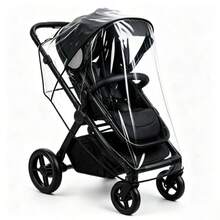 Transparent Stroller Rain Cover, Dual-Side Breathable, Lightweight, Portable, All-Season Universal, Travel Windproof & Waterproof Stroller Accessory - Transparent Mosquito Net Rain Cover - View 1
