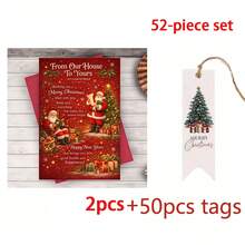 52-Piece Set (1 Greeting Card + 1 Envelope + 50 Tags) One Christmas Card, With A Free Envelope, Suitable For Friends, Family And Neighbors, Holiday Greetings, 2D Cards, Suitable For Family Exchange And Winter Parties, Christmas Cards. - Multicolor - View 11