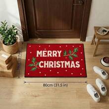 1pc Christmas English Letter Slogan Rug, Minimalist & Elegant, Festive Atmosphere, Versatile & Timeless, Suitable For Entryway/Bedside/Hallway, Non-Slip Bottom, Wear-Resistant & Pressure-Resistant, Quick-Absorbing, Soft & Comfortable, Perfect For Foyer, Living Room, Kids Room, Balcony And Christmas Party Scenes - Mustard Yellow - View 8