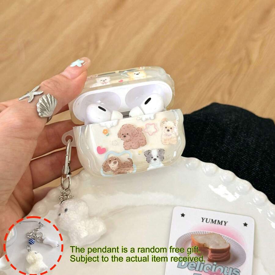 1pc Cute Dog Shaped 4/3 Protective Case, Compatible With AirPods Pro 2 Wireless Bluetooth Earphones 1/2 Generation, With Pendant - Multicolor - View 1