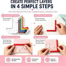 Manovix Alat Penyelaras Kerajinan Kertas Portabel, Penggaris Bantu Kalibrasi Pemotongan Kertas Buatan Tangan, Pembantu Kerajinan Kertas Meja untuk Kartu Buatan Tangan Scrapbooking Seni Kertas, dengan Kotak Penyimpanan, Hadiah Liburan Ideal untuk Pembuatan Jurnal & Pecinta Kerajinan DIY - A - View 11