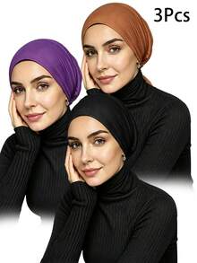 Awegeo 4 قطع/3 قطع/2 قطعة/1 قطعة بطانية حجاب داخلي قابل للتنفس بأسلوب الشرق الأوسط للنساء، مناسب لارتداء الحجاب اليومي - متعدد الألوان - مشاهدة 10