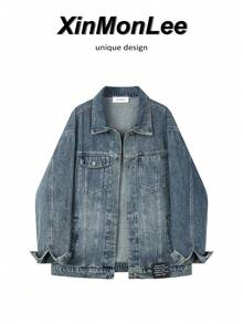 Korean Style Versatile Hong Kong Style Denim Jacket With Buttons, Long Sleeve, College Casual, Daily Office, Spring And Autumn - Blue - View 1