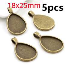 5pcs 18x25mm Inner Size Drop Pendant Cabochons Blank Base Setting Bezel Tray DIY Jewelry Making Accessories Findings - Teardrop - View 12