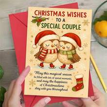1 Greeting Card + 1 Envelope, Cute Christmas Card With Two Owls Skating Together "Christmas Wishes For Special Partner", Suitable For Couples, Winter Holiday Art - Multicolor - View 7