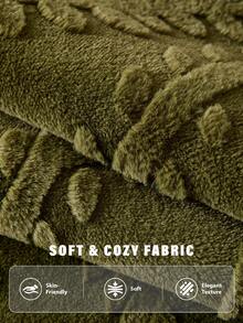 1PC Thick Faux Rabbit Fur Sofa Cover, Cozy All‑Season 3D Leaf Floral Embossed Plush Couch Protector, Non‑Slip Machine Washable Pet Friendly Sofa Cushion Mat For Living Room Home Decor - Green - View 4