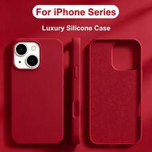 適用於 iPhone 13 14 15 的手機殼，[軍規級防震保護] 矽膠手機殼，內層柔軟防刮微纖維襯裡，適用於 iPhone 16 Pro Max 17 Pro Max 18 Pro Max XS Max XR 7 8 Plus SE2022 6s 6s Plus 12 Mini 11 - 紅色 - 查看 1