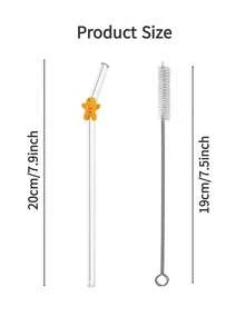 2/4Pcs Christmas Gingerbread Man Charm Glass Drinking Straws,For Water Cup,Reusable Bent Clear Thick Glass Straw Cutlery Set,For Kitchen Accessaries,Straw Topper,Cold Drinks,Milk Tea,Coffee,Bar,Home,Yule Picks,Seasonal Steals,Winter Holiday Supplies. - View 3