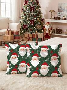 1/2pcs Red & Green Color Cushion Covers/Pillowcases (No Filling), Single-Sided Print, Multi-Functional/Breathable/Anti-Pilling/Comfortable, Machine Washable, Suitable For Sofa And Car Pillows, Room Decor, Bedroom Decor, Autumn Home Decor, Perfect Christmas Gift - Multicolor - View 5