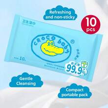 Gentle Care CROCO Baby Wet Wipes 10pcs/Pack, Soft Non-Woven Fabric, Alcohol-Free, Odorless, Durable, Portable, Suitable For Whole Family - New Hygiene Wipes 10pcs - View 7