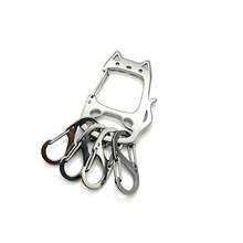 1pc Cute Cat Shape Carabiner Keychain, Stainless Steel Multi‑Ring Key Organizer, Portable Bag Charm Key Holder - Multicolor - View 2