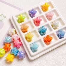 11mm 20/60pcs Solid Color/Iridescent Acrylic Star-Shaped Dopamine Color Beads, Christmas Handmade DIY Bracelet Necklace Sweater Chain Beads - Acrylic Stars - View 3