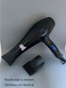 1pc High Power Hair Dryer Rabbit Girl UV Transfer Nylon Durable Shell One-Touch Control Powerful Airflow Hot & Cold Adjustable Temperature Multi-Speed Concentrator Nozzle Home Salon Hair Styling Tool Random Style Wall Plug - Black - View 11